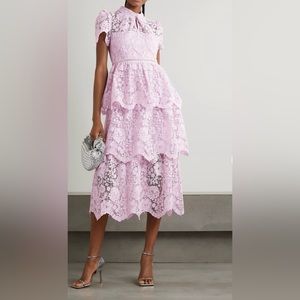 Self-Portrait, Tiered guipure lace midi dress (never been worn!!)